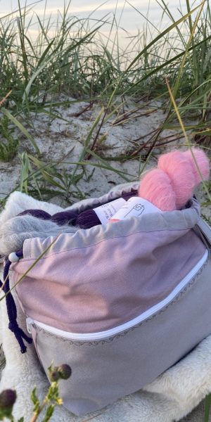 Projektasche Altrosa - Grau - mit Streifen