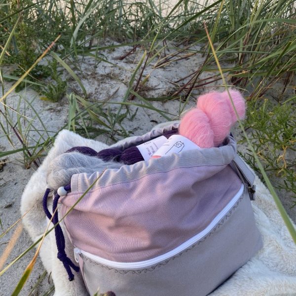 Projektasche Altrosa - Grau - mit Streifen