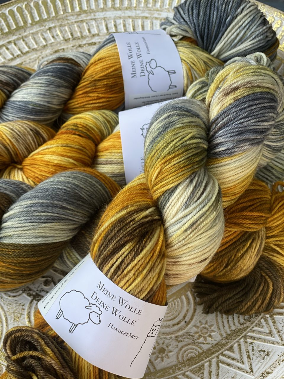 4-fach Sockenwolle extra fine - Smoky Golden – Bild 4