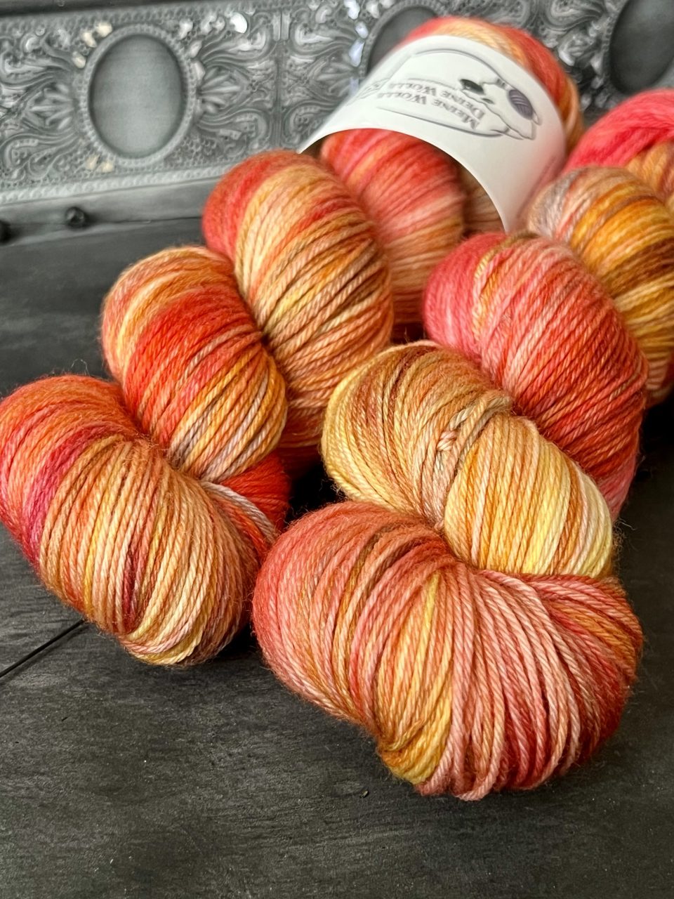 4-fach Sockenwolle extra fein - Sunset Flame – Bild 2