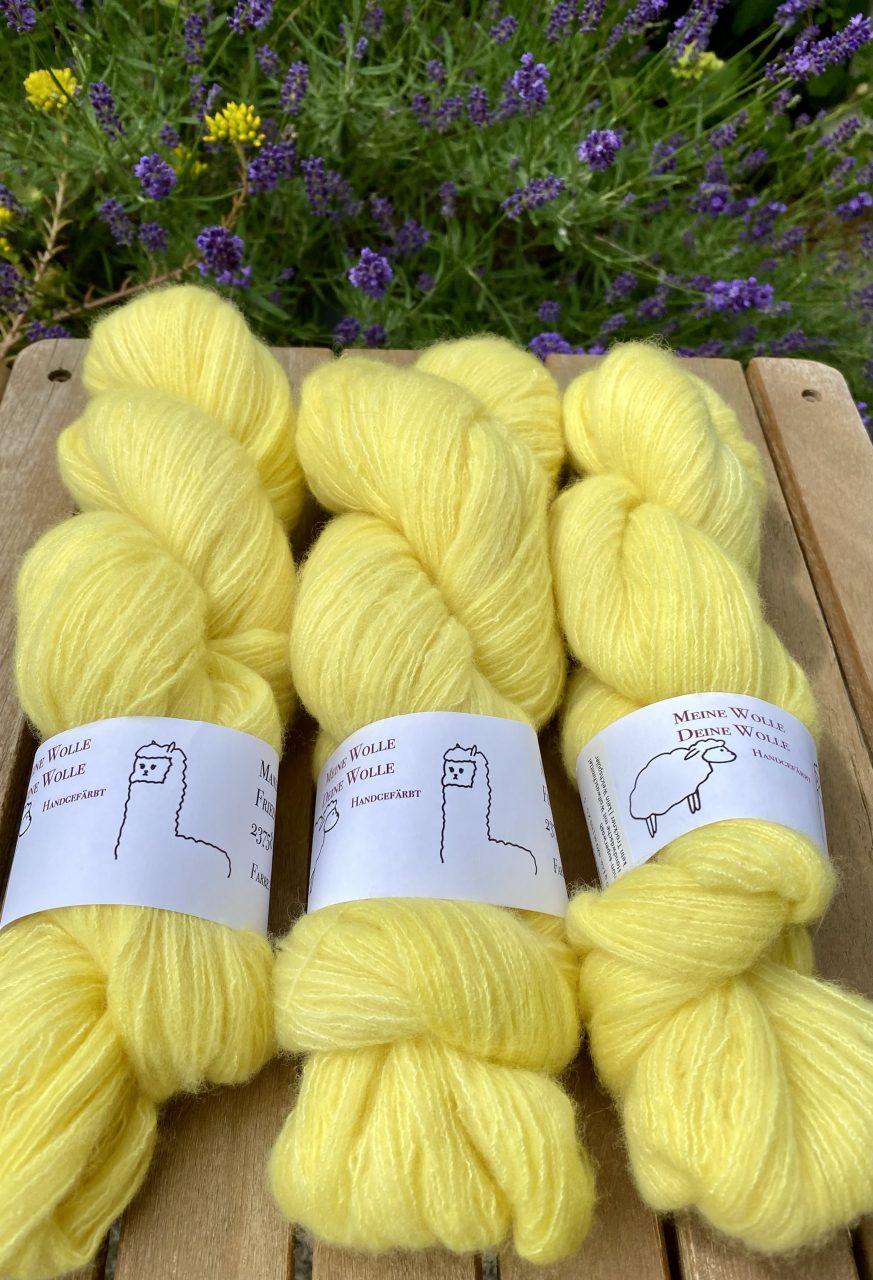 Kuschelwolke Merino|Seide|Kaschmir 50g - semi solid - Citrus Sorbet – Bild 2