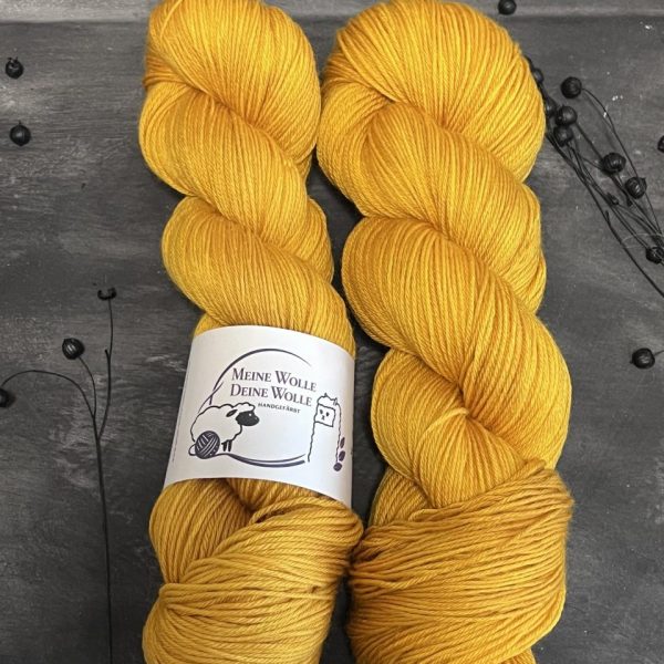 4-fach Sockenwolle extra fein - semi solid - Golden Glow
