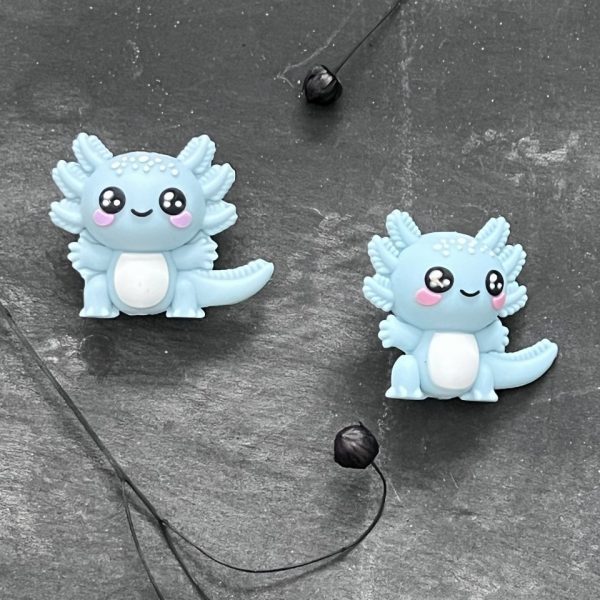 Maschen-/Nadel-Stopper - 1 Set mit 2 Stoppern - Axolotl hellblau