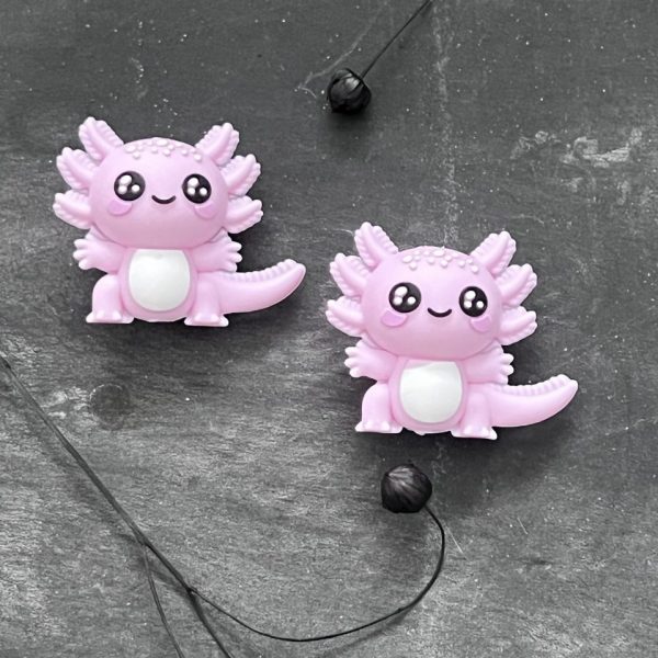 Maschen-/Nadel-Stopper - 1 Set mit 2 Stoppern - Axolotl rosa