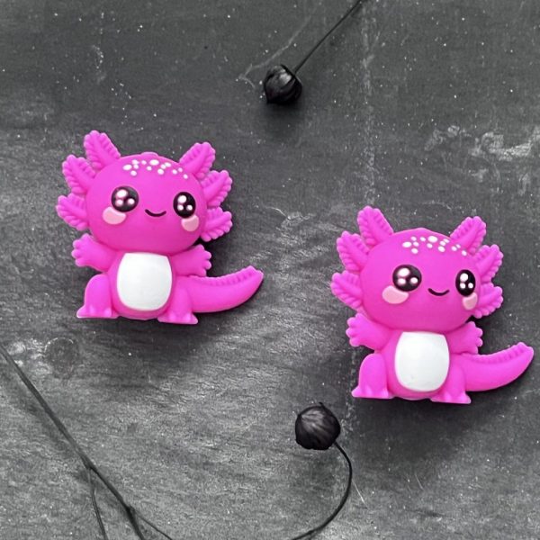 Maschen-/Nadel-Stopper - 1 Set mit 2 Stoppern - Axolotl pink
