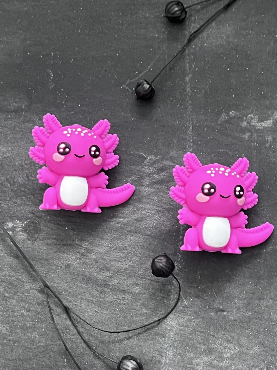 Maschen-/Nadel-Stopper - 1 Set mit 2 Stoppern - Axolotl pink