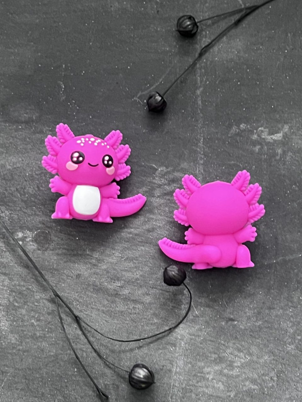 Maschen-/Nadel-Stopper - 1 Set mit 2 Stoppern - Axolotl pink – Bild 2