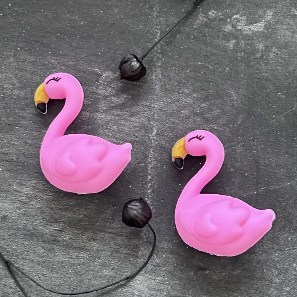 Maschen-/Nadel-Stopper - 1 Set mit 2 Stoppern - Flamingo