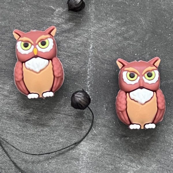 Maschen-/Nadel-Stopper - 1 Set mit 2 Stoppern - Eule