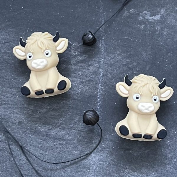 Maschen-/Nadel-Stopper - 1 Set mit 2 Stoppern - Kuh creme