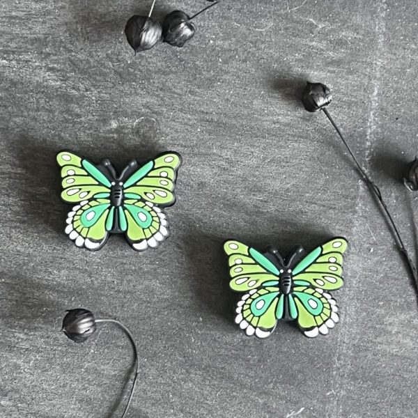 Maschen-/Nadel-Stopper - 1 Set mit 2 Stoppern - Schmetterling grün