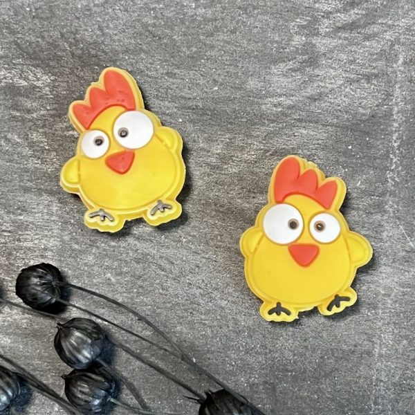 Maschen-/Nadel-Stopper - 1 Set mit 2 Stoppern - verrücktes Huhn