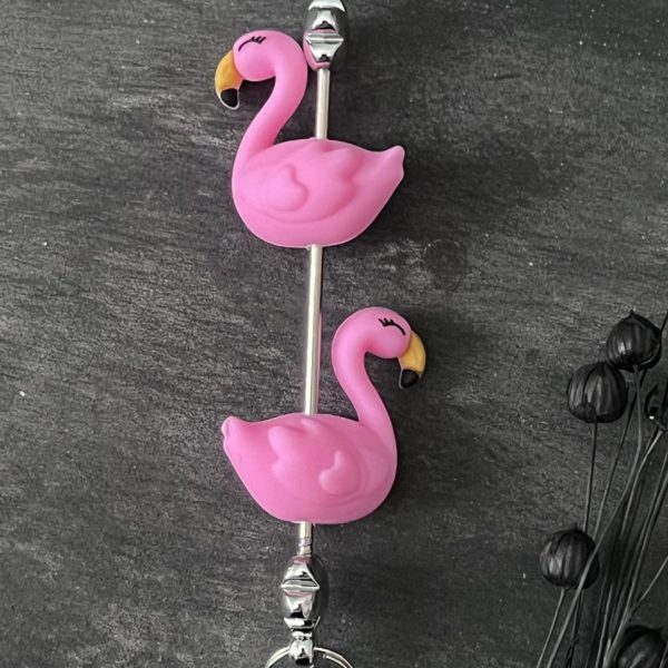 Maschen-/Nadel-Stopper - 1 Set mit 2 Stoppern - Flamingo