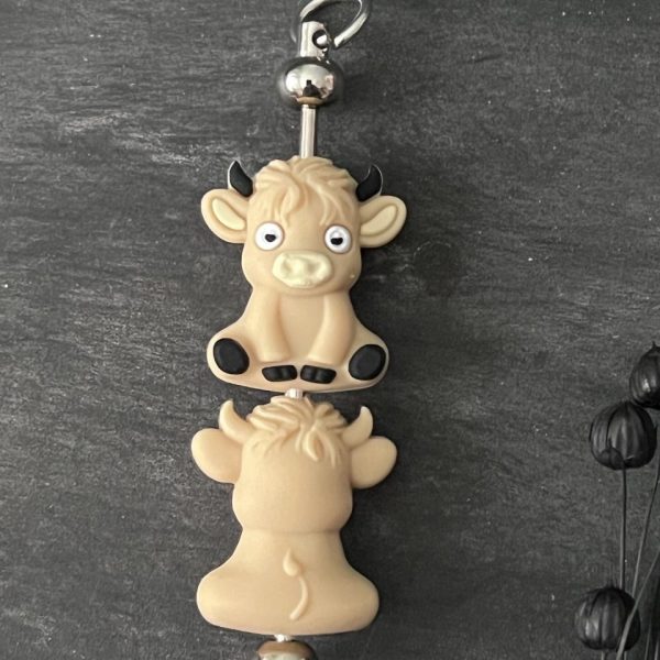 Maschen-/Nadel-Stopper - 1 Set mit 2 Stoppern - Kuh creme