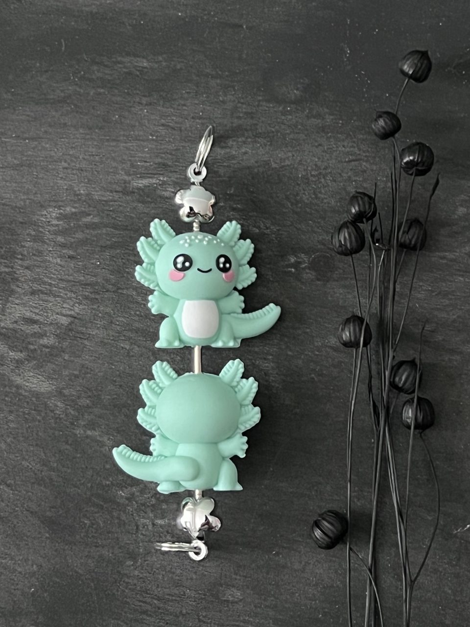 Maschen-/Nadel-Stopper - 1 Set mit 2 Stoppern - Axolotl mint