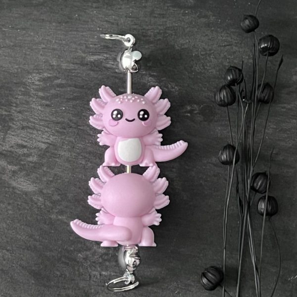 Maschen-/Nadel-Stopper - 1 Set mit 2 Stoppern - Axolotl rosa