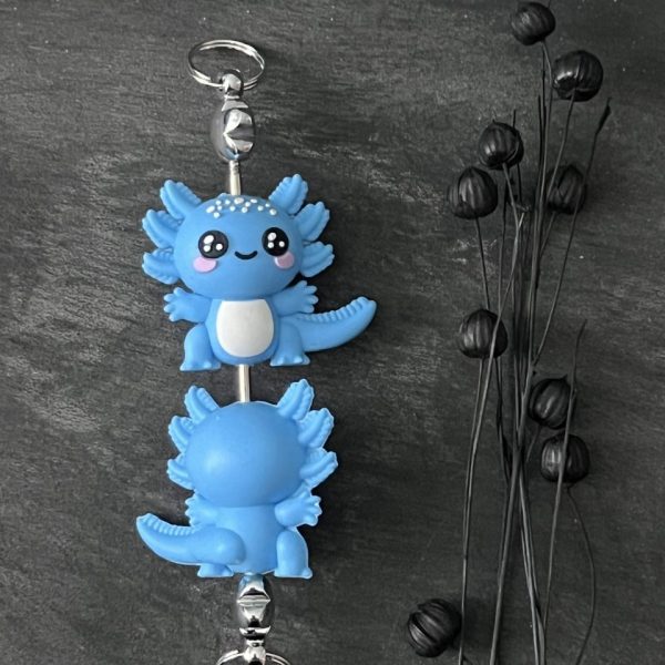 Maschen-/Nadel-Stopper - 1 Set mit 2 Stoppern - Axolotl blau