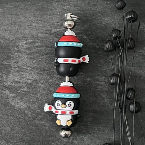 Maschen-/Nadel-Stopper - 1 Set mit 2 Stoppern - Winter Pinguin