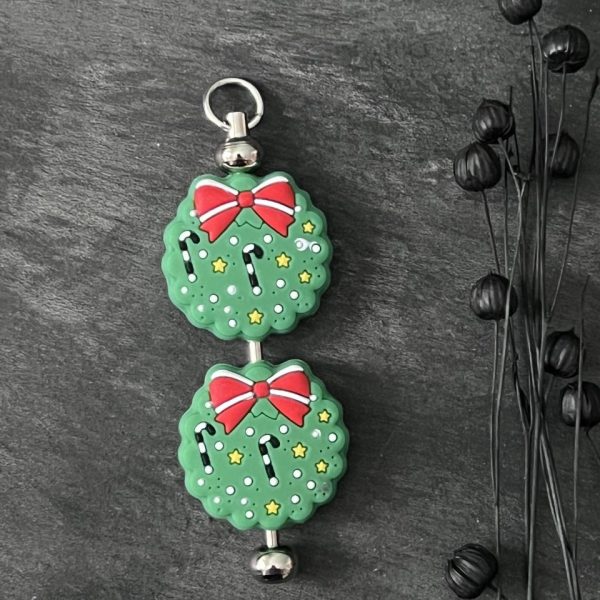 Maschen-/Nadel-Stopper - 1 Set mit 2 Stoppern - Weihnachtsgrün