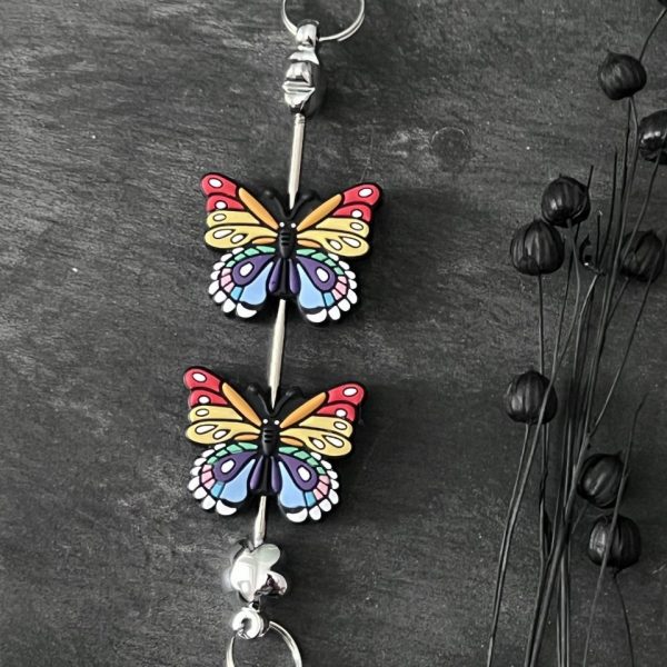 Maschen-/Nadel-Stopper - 1 Set mit 2 Stoppern - Schmetterling bunt