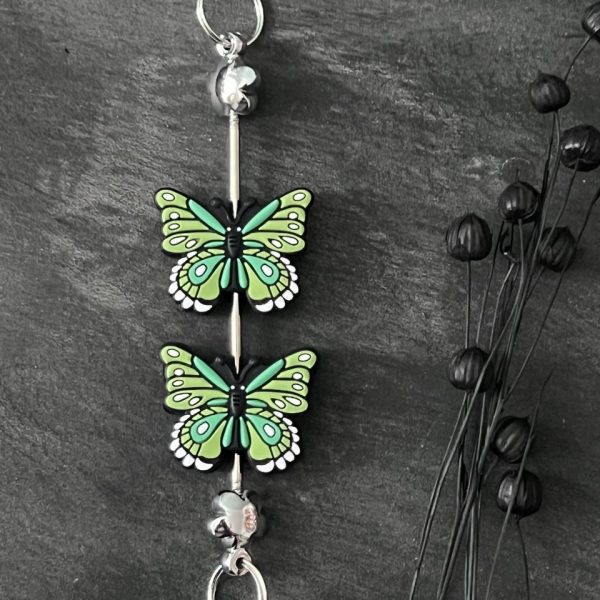 Maschen-/Nadel-Stopper - 1 Set mit 2 Stoppern - Schmetterling grün
