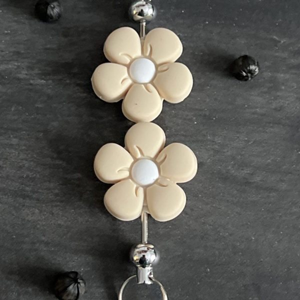 Maschen-/Nadel-Stopper - 1 Set mit 2 Stoppern - Blume Creme