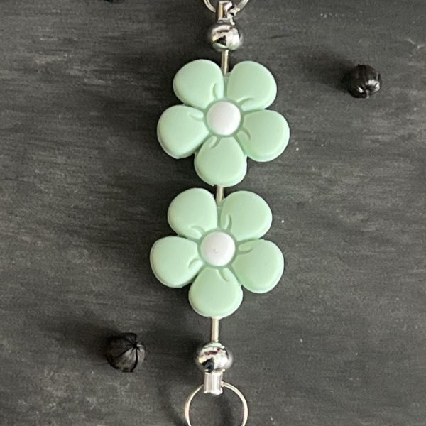 Maschen-/Nadel-Stopper - 1 Set mit 2 Stoppern - Blume hellgrün
