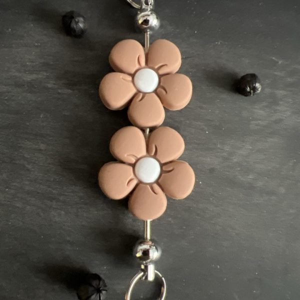 Maschen-/Nadel-Stopper - 1 Set mit 2 Stoppern - Blume braun